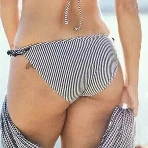 Aerie Striped Bikini Bottoms Ruffle Trim Swim Bottoms Beach Summer S - Picture 2 of 4